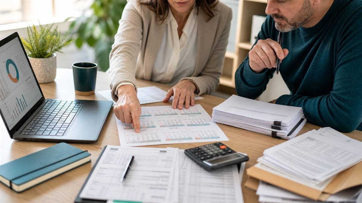 Autónomo revisando calendario fiscal 2026 con asesoría online